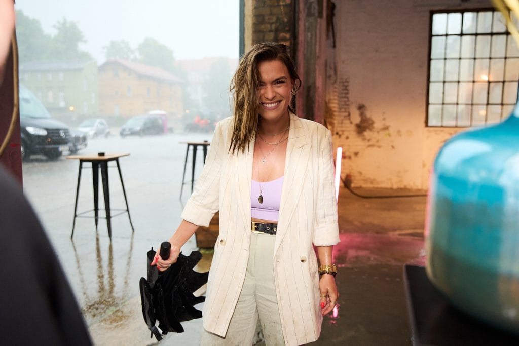 a woman smiling at camera